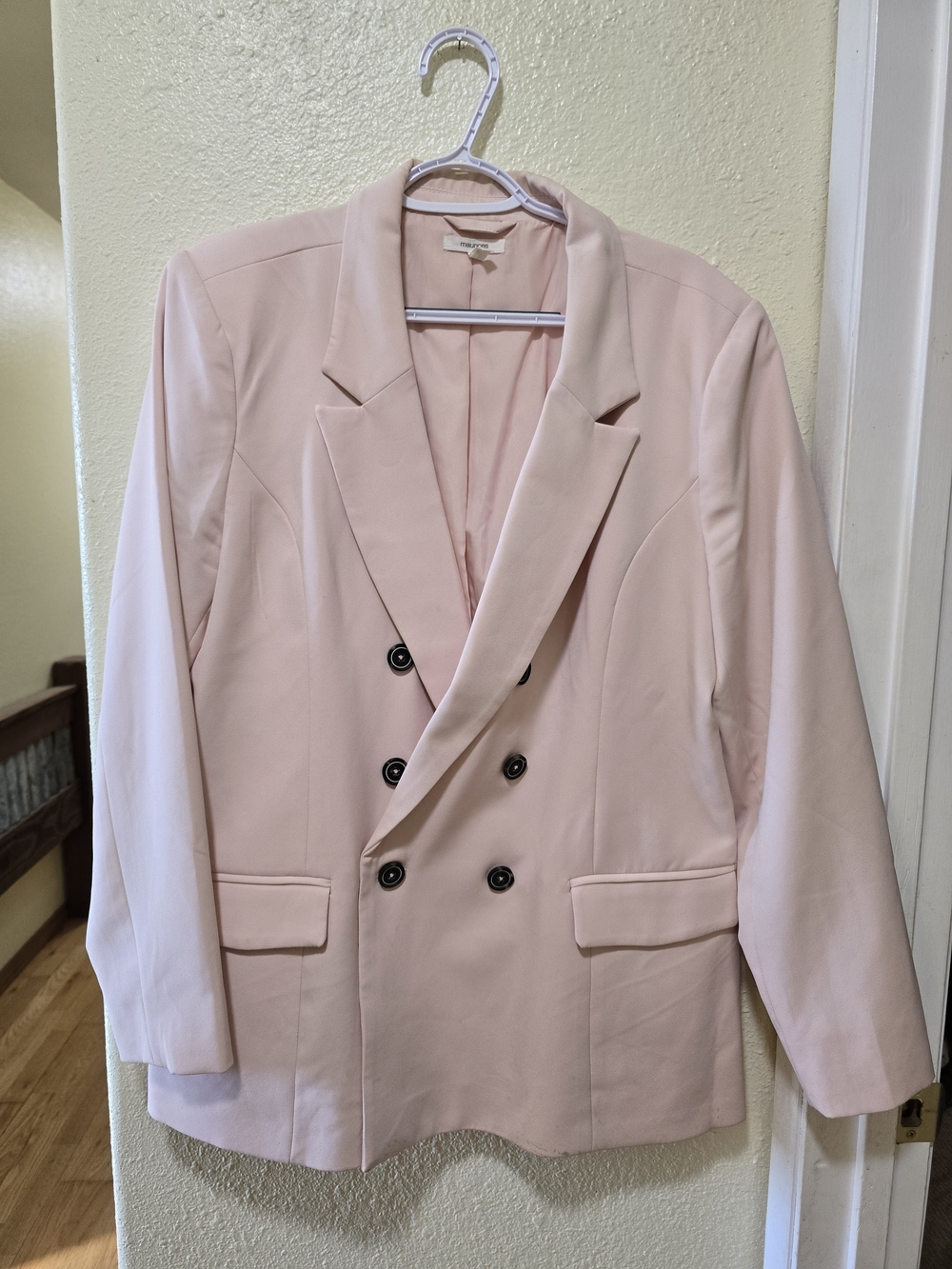 Maurices Double-Breasted Blazer Jacket in Light Pink